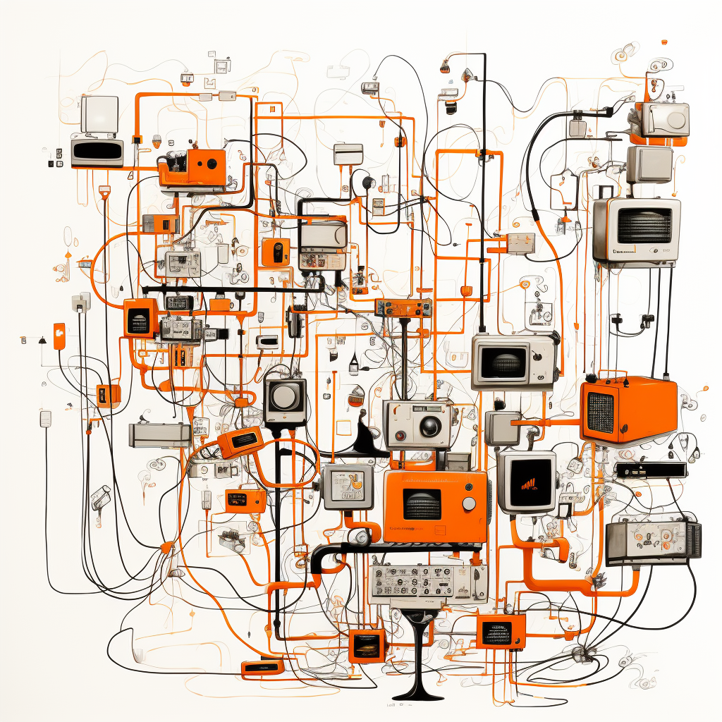 legacy core banking system chaotic architecture illustration