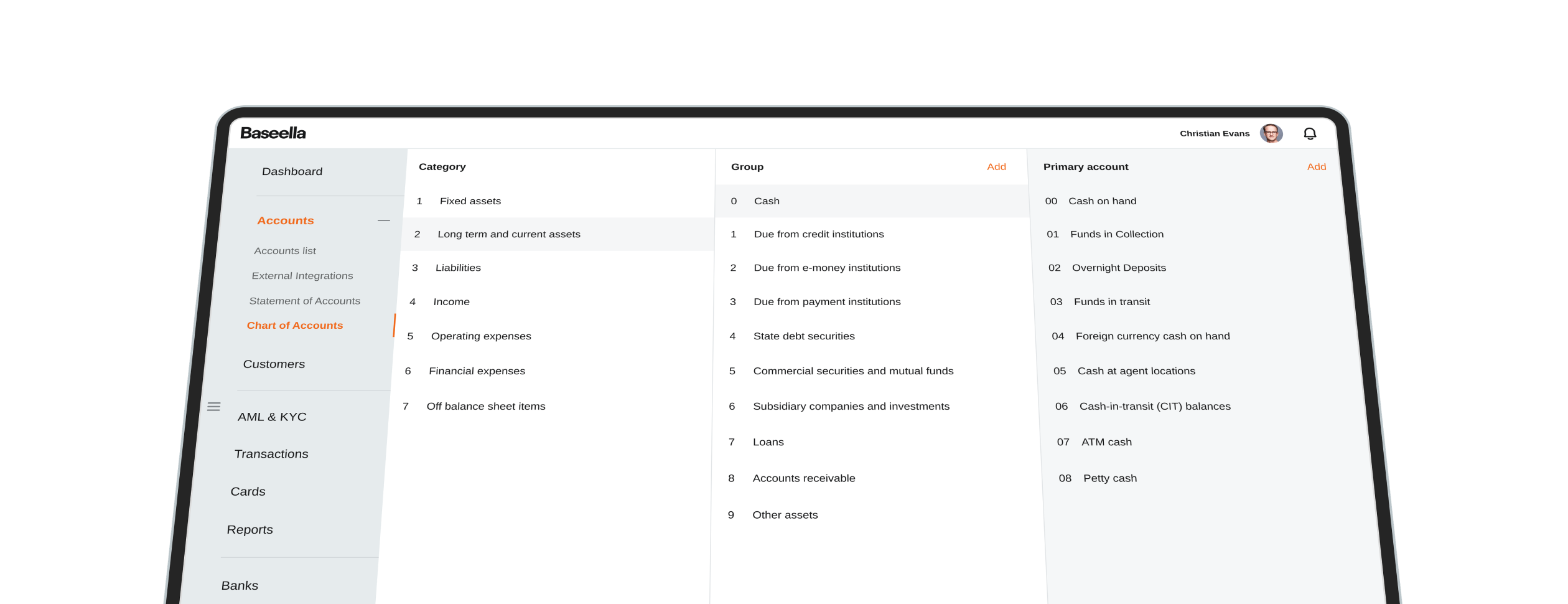 Baseella dashboard — Chart of Accounts